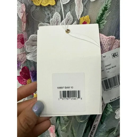 Mac Duggal Floral Embroidered Sleeveless Bustier Gown Size 10 - Picture 5 of 7